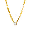 304 Stainless Steel Pave Clear Cubic Zirconia Square Pendant Necklaces for Women WGA9B8D-02-2