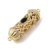 Brass Pave Black and Clear Cubic Zirconia Filigree Cylinder Connector Charms KK-C255-25G-2
