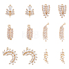 12Pcs 6 Styles Brass Micro Pave Cubic Zirconia Pendants KK-DC0002-85-1