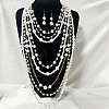 Plastic Imitation Pearl Beaded Multi-layer Necklaces & Dangle Earring Set for Women FS-WGA81C6-02-1