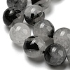 Grade A Natural Tourmalinated Quartz/Black Rutilated Quartz Beads Strands G-R494-A06-04-3