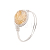 Natural Amethyst & Rose Quartz & Prehnite & Citrine Beads Finger Rings RJEW-JR00836-4