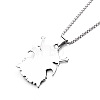 304 Stainless Steel Viking Pirate Double Crow Pendant Necklaces for Men FS-WG00F6C-01-3