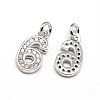 Real Platinum Plated Tone Brass Micro Pave Cubic Zirconia Number Charms ZIRC-E011-06-1