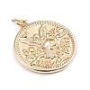 Brass Coin Pendants ZIRC-I042-03G-2