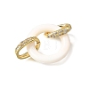 Natural White Shell and Brass Micro Pave Clear Cubic Zirconia 3 Ring Linking Rings KK-C262-05E-G-2