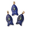 Natural Lapis Lazuli & Synthetic Turquoise Carved Pendants G-Z084-01G-09-1