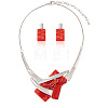 Rectangle Alloy Acrylic Pendant Necklaces & Stud Dangle Earrings Sets for Women WG2ED14-01-5