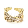Rack Plating Brass Micro Pave Cubic Zirconia Open Cuff Rings RJEW-C080-09G-2