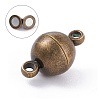 Round Brass Magnetic Clasps with Loops X-MC019-AB-2