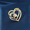 Heart Alloy Rhinestone Brooches for Women PW-WGCAEA0-01-3