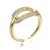 Brass Micro Pave Clear Cubic Zirconia Cuff Rings RJEW-S044-131-NF-1