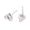 Brass Hollow Out Initial Letter Stud Earrings for Women EJEW-A044-01P-P-2