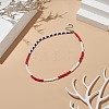 Independence Day Glass Beaded Necklace with 304 Stainless Steel Clasp for Women NJEW-TA00064-6