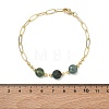 Natural Moss Agate Faceted Flat Round Beaded Brass Paperclip Chain Bracelets GG-CBA37F5-02G-02-5