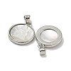 Rack Plating Brass Pave Natural White Shell Pendants KK-U025-11P-02-2