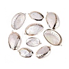 Electroplate Natural Paua Shell Pendants SSHEL-Q100-15KCG-1