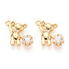 Brass Micro Pave Clear Cubic Zirconia Pendants KK-T078-02G-04-1