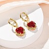 Valentine's Day Heart Brass & Glass Hoop Earrings EJEW-Z164-23G-01-1