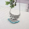 Yunnan Ethnic Style Miao Silver Pave Turquoise Pendant Necklaces Tibetan Nepalese Jewelry LV1527-6-1