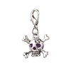 Alloy Skull & Round Synthetic Turquoise Pendant Decorations HJEW-JM04121-4