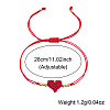 Adjustable Handmade Heart Adjustable Nylon Red String Bracelets with Brass Beads KE0990-2