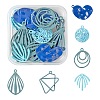 24Pcs 6 Style Blue Series Spray Painted Alloy Pendants FIND-LS0001-62-1