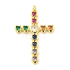 Cross Rack Plating Brass Cubic Zirconia Pendants KK-Z053-13G-01-1