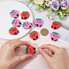 12Pcs 2 Colors Strawberry Food Grade Eco-Friendly Silicone Beads SIL-FH0001-05-3
