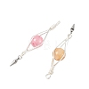 4Pcs 4 Colors Natural Labradorite & Yellow Hematoid Quartz & Amethyst & Green Jade Copper Wire Glass Wrapped Pendants PALLOY-TA00432-2