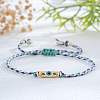 Brass Enamel Evil Eye Beaded Braided Bracelets FU6663-3-1