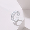 Spray Painted Alloy Oval Curb Chain Cuff Rings for Women WG64013-02-1