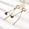 304 Stainless Steel Enamel Butterfly Tassel Hoop Earrings EJEW-G453-10G-2