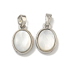 Rack Plating Brass Pave Natural White Shell Oval Charms KK-U025-07P-01-1