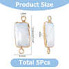 5Pcs Natural Freshwater Pearl Keshi Pearl Rectangle Links Connector Charms FIND-HS0002-63-2