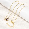 Brass Pave Cubic Zirconia Rectangle & Teardrop Pendant Cable Chain Necklaces KK-CBAB173-05G-06-1
