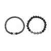 2Pcs Narutal & Synthetic Mixed Gemstone Beads Stretch Bracelets BJEW-JB12720-02-5