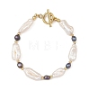 Natural Heishi Pearl Beads Bracelets with 304 Stainless Steel Toggle Clasps for Women BJEW-JB14408-3