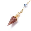 Resin Hexagonal Pointed Dowsing Pendulums(Brass Finding and Gemstone Inside) G-L521-A04-3