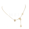 Brass Micro Pave Clear Cubic Zirconia Column Bead and Love Disc Pendant Cable Chain Necklaces NJEW-JN05768-2