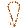 Plastic Imitation Pearl Round Beaded Pendant Necklaces & Dangle Earrings Sets for Women WGE733F-01-2