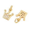 Brass Micro Pave Clear Cubic Zirconia Charms KK-Q085-04A-G-2