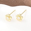 Brass Micro Pave Clear Cubic Zirconia Stud Earrings EJEW-F405-15G-5