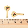 Ion Plating(IP) 304 Stainless Steel Black & FireBrick Enamel Female I Love You Key Connector Charms STAS-Z078-18G-3