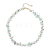Dyed Nuggets Natural Trochid Shell & Round Electroplate Synthetic Non-magnetic Hematite Beaded Necklaces for Women NJEW-JN05801-02-4