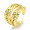 Rack Plating Brass Micro Pave Cubic Zirconia Open Cuff Rings for Women RJEW-I104-15G-1