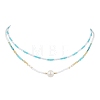 Glass Beaded Double Layer Necklaces NJEW-MZ00070-01-2