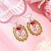 Valentine's Day Alloy Enamel Seed Glass Dangle Earrings EJEW-MZ00391-03-1