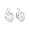 925 Sterling Silver Pave Clear Cubic Zirconia Heart Charms STER-H119-04S-1