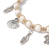 Feather & Turtle & Shell Shape Alloy Charm Bracelet BJEW-TA00389-01-3